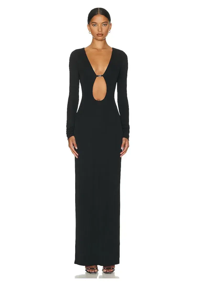 Helsa Matte Jersey Cut Out Dress Black Size 8 - Image 1