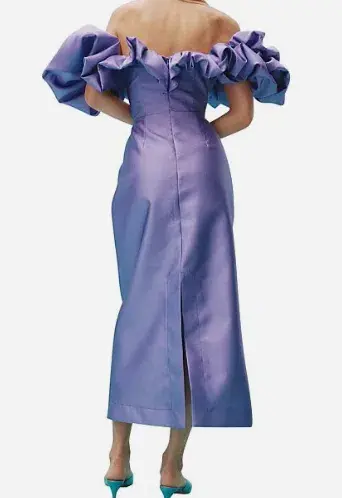 Alemais Suzi Off Shoulder Midi Dress Violet Size 8 for rent on The Volte - main image