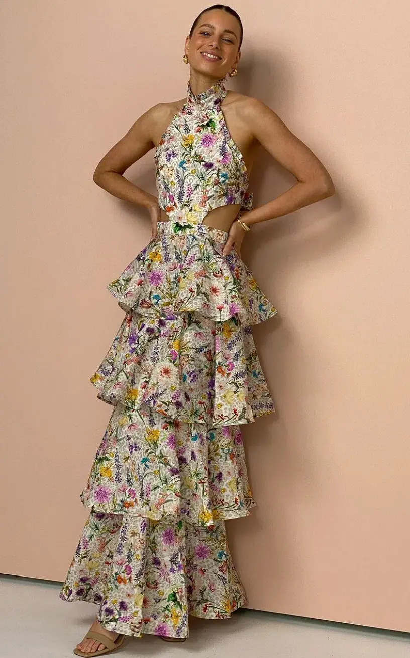 Aqua Blu The Jardine Heather Dress Print Size 10 - Image 2