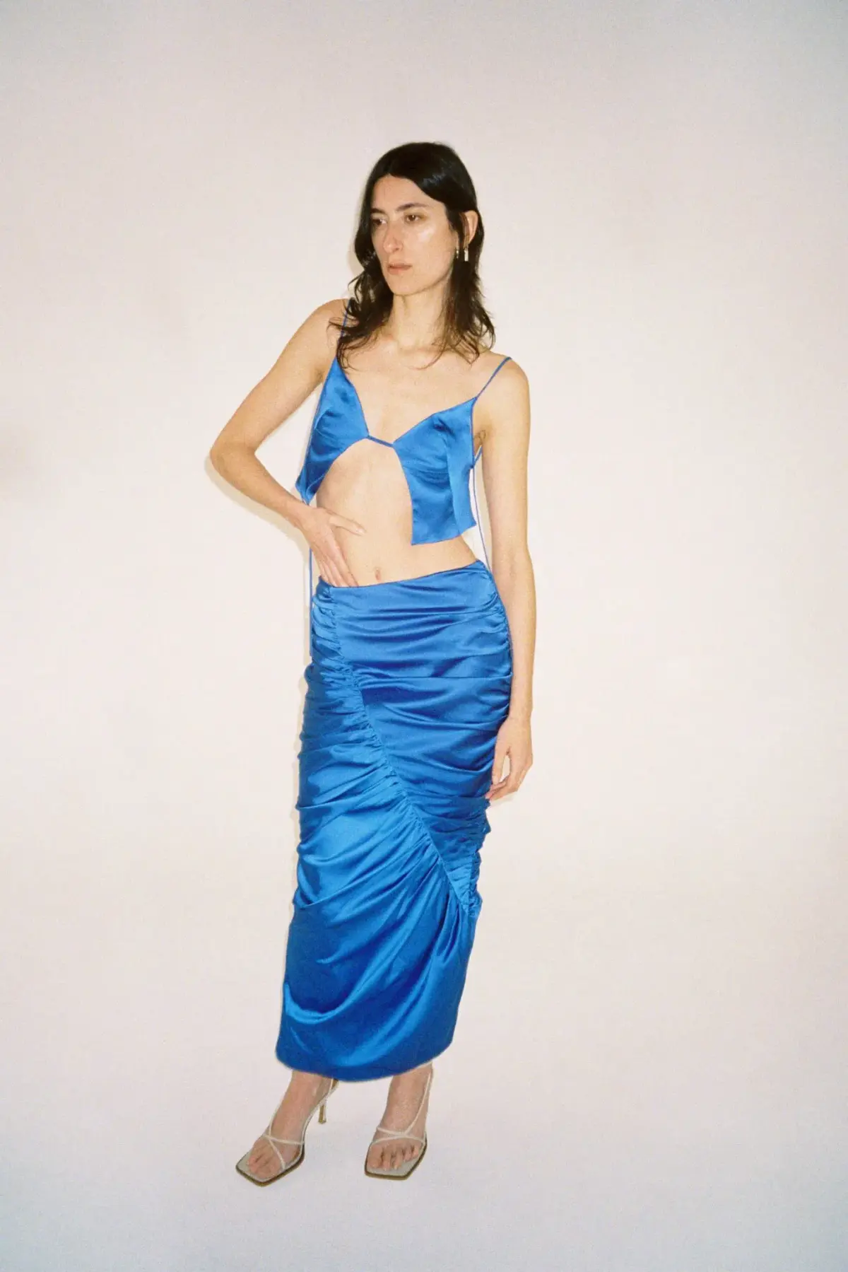 Kourh Otto Top & High Twisted Skirt Set in Cobalt Blue Size 8  - Image 2