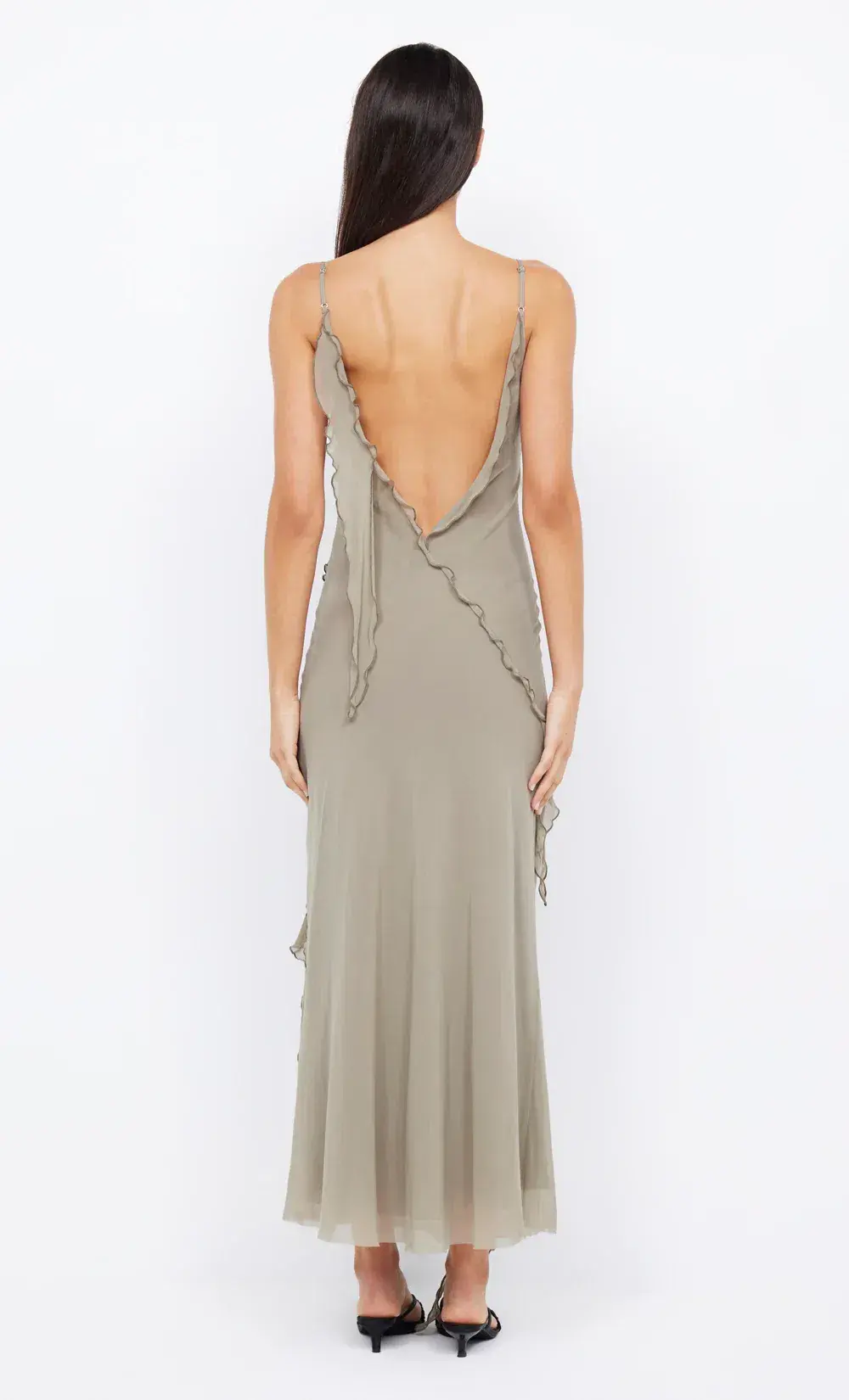 Bec & Bridge Gabriel Frill Maxi Dress in Sage Size 10 - Image 3