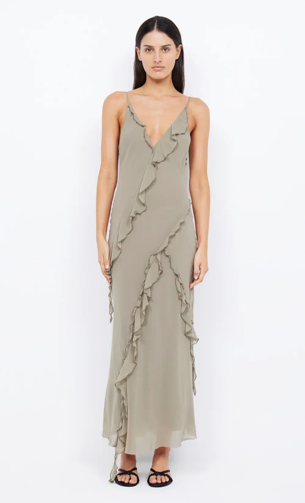 Bec & Bridge Gabriel Frill Maxi Dress in Sage Size 10 - Image 1