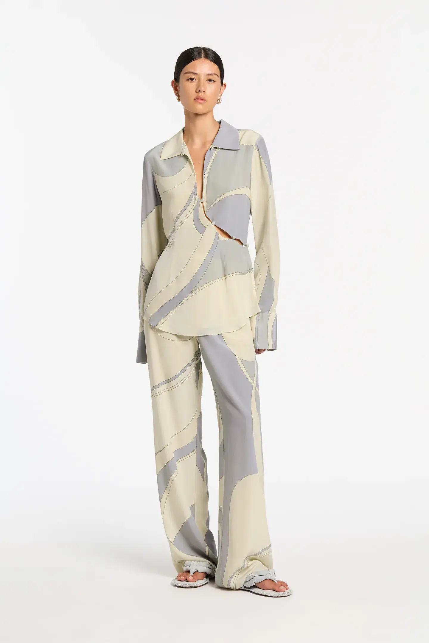 Sir The Label Adrianna Buttoned Shirt and Pant Set Cesco Print Size 2 / 10 AU - Image 1