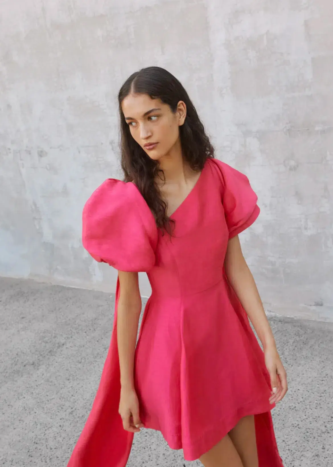 Aje Arista Tulip Sleeve Mini Dress Bougainvillea Red Size 8 - Image 4