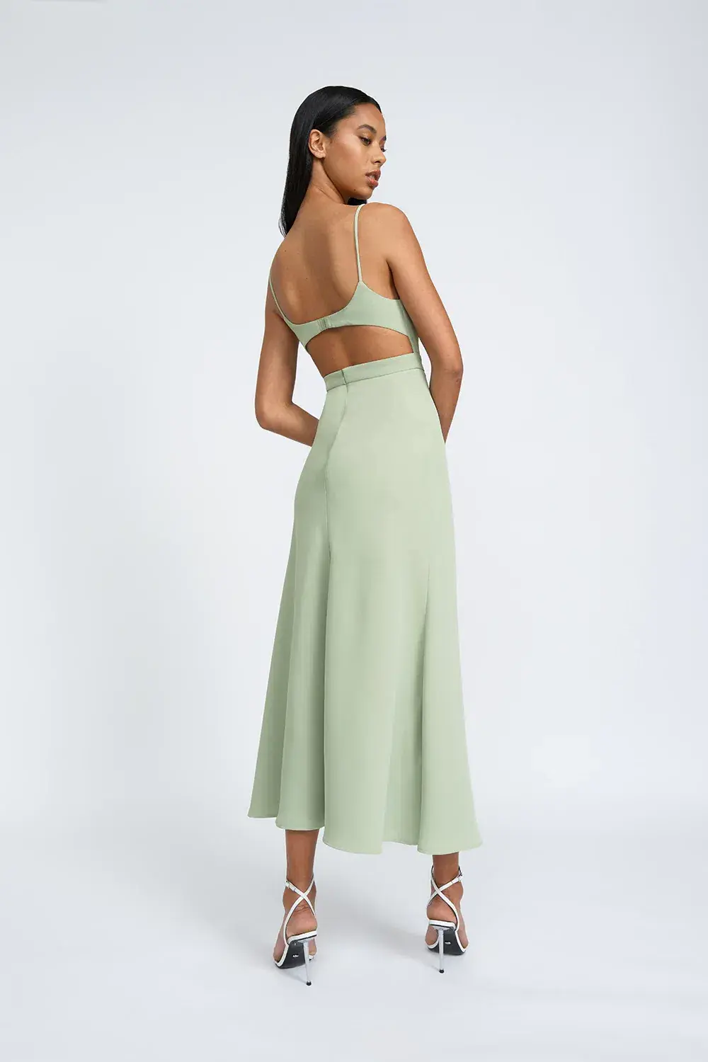By Johnny Callia Wire Midi Dress Green Size 10 - Image 3