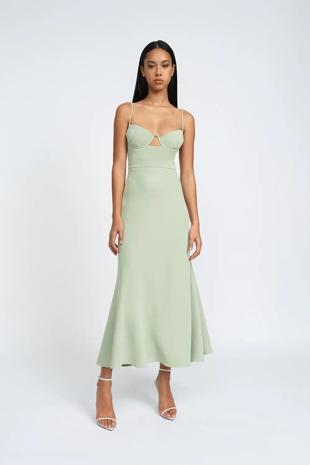 By Johnny Callia Wire Midi Dress Green Size 10 - Image 1