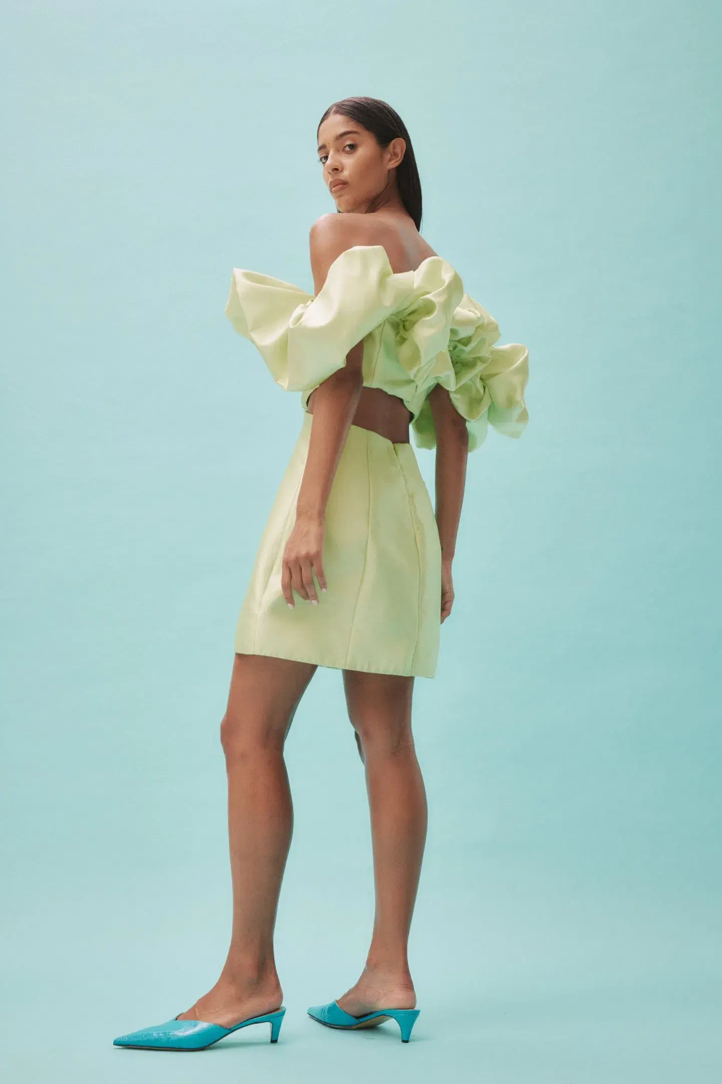 Alemais Suzi Off Shoulder Mini Dress Green Size 10 - Image 4