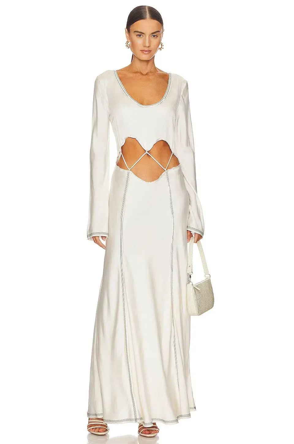 Bec & Bridge Naomi Long Sleeve Cut Out Dress in Ecru Size 8 - Image 11