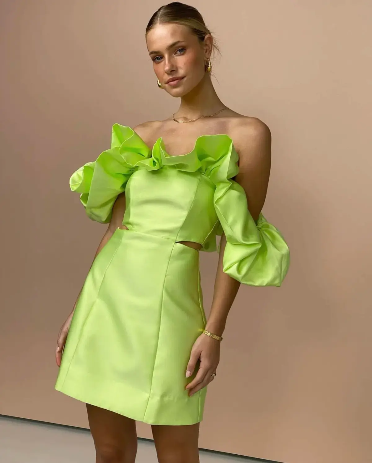 Alemais Suzi Off Shoulder Midi Dress Green Size 10 - Image 4
