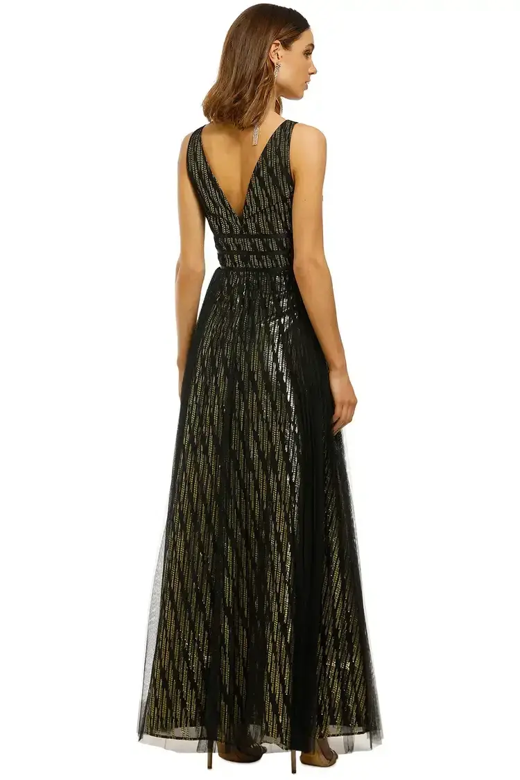 Montique Mirabella Lurex Gown Black and Gold Size 14 - Image 3