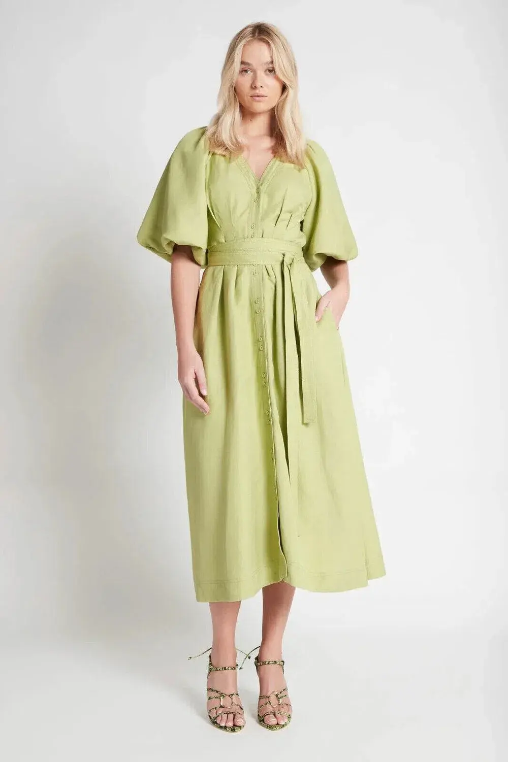 Aje Evermore Midi Dress Green Size 16  - Image 1