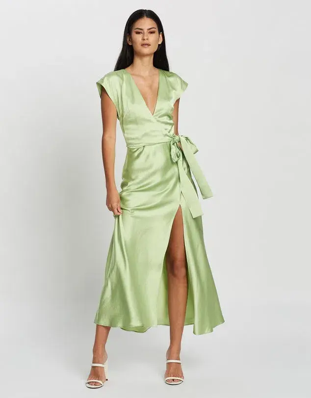 Bec & Bridge Apple Eyes Wrap Midi Dress Green Size 8  - Image 1