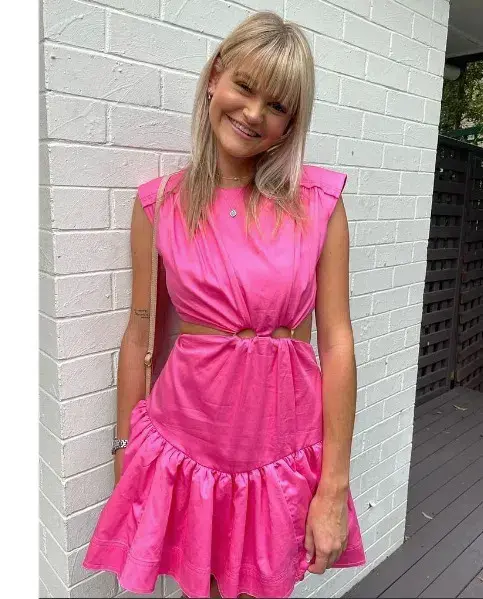 Aje Solstice Cut Out Ring Flip Mini Dress Pink Size 6 - Image 2