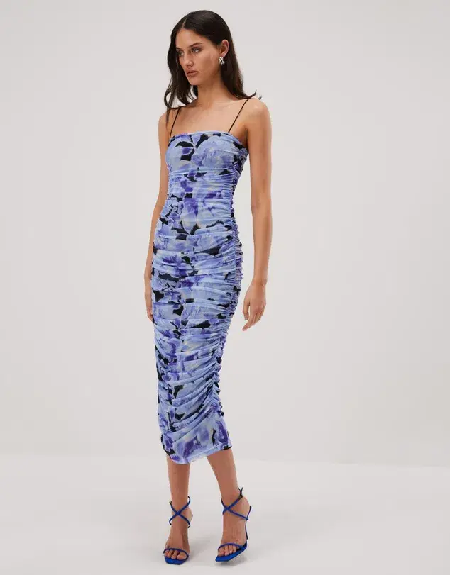 Misha Cosimo Mesh Midi Dress with Gloves Floral Size 8/S - Image 5