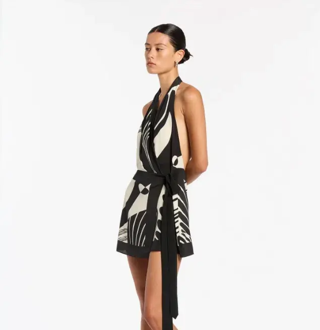 Sir the Label Realisme Wrap Halter Mini Dress Print Size 1 / AU 8 - Image 2