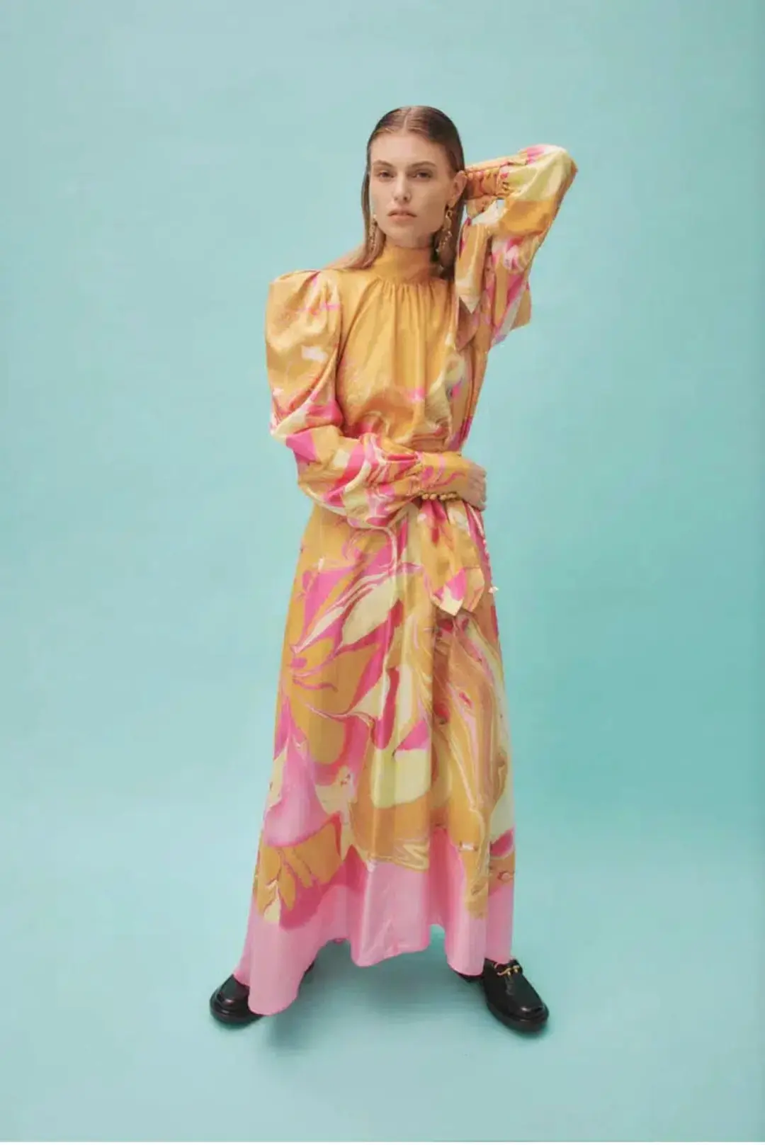 Alemais  Luca Long Sleeve Midi Dress Multi  Size 8 for rent on The Volte - main image