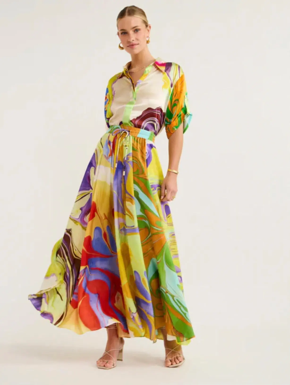 Alemais    Luca Silk Top Size 8  and Skirt Size 10 Set  Multi - Image 1
