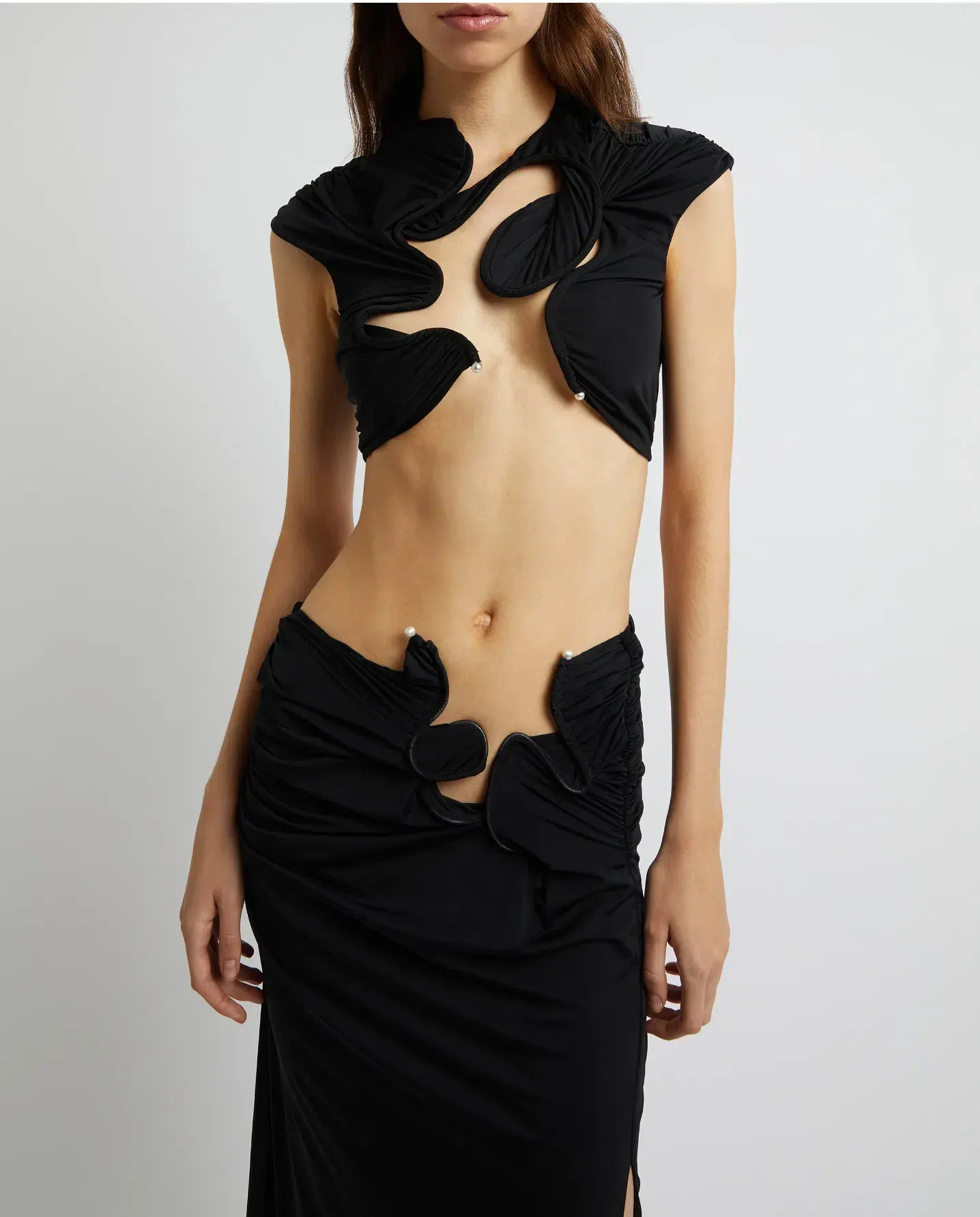 Christopher Esber Venus Crop Top and Skirt Set Black Size 6 - Image 2