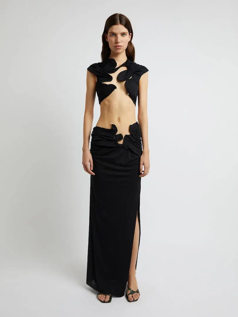 Christopher Esber Venus Crop Top and Skirt Set Black Size 6 for rent on The Volte - main image