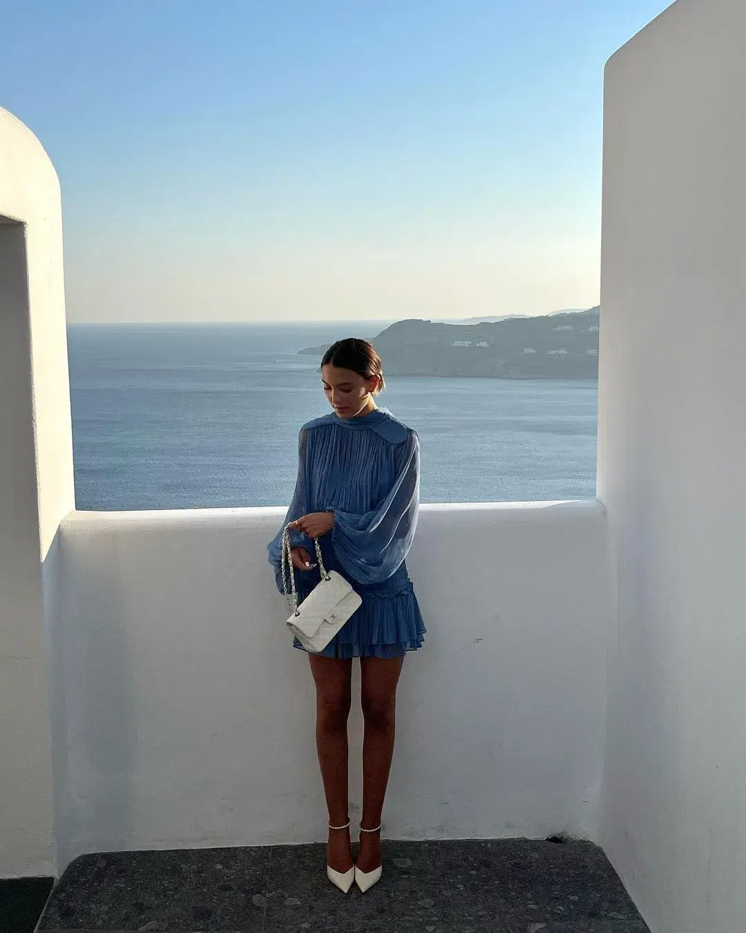Shona Joy Noemi Long Sleeve Ruched Mini Dress Ocean Blue Size 8 - Image 2