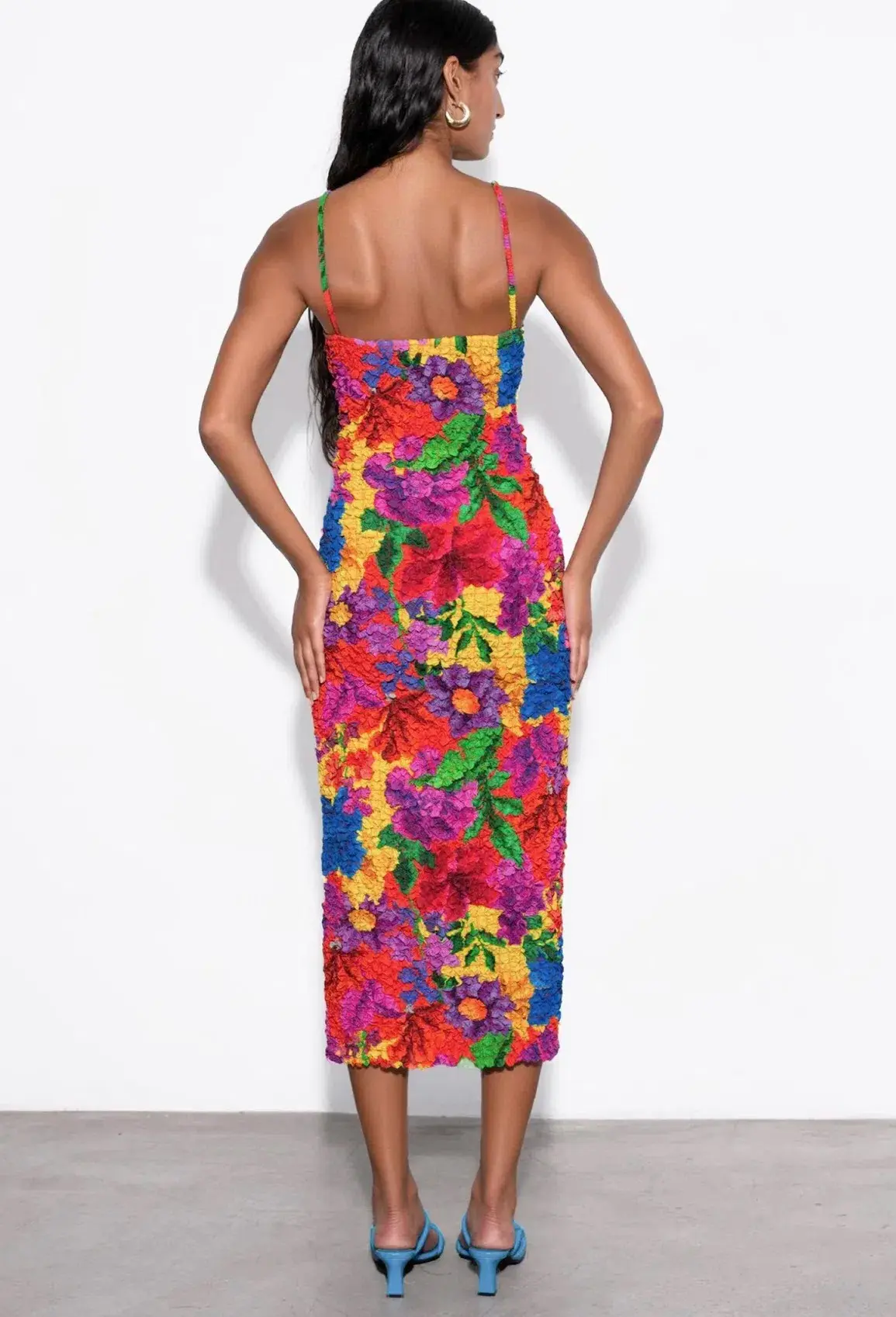 Mara Hoffman Kimiko Popcorn Midi Dress Multi Floral Size 14 - Image 3