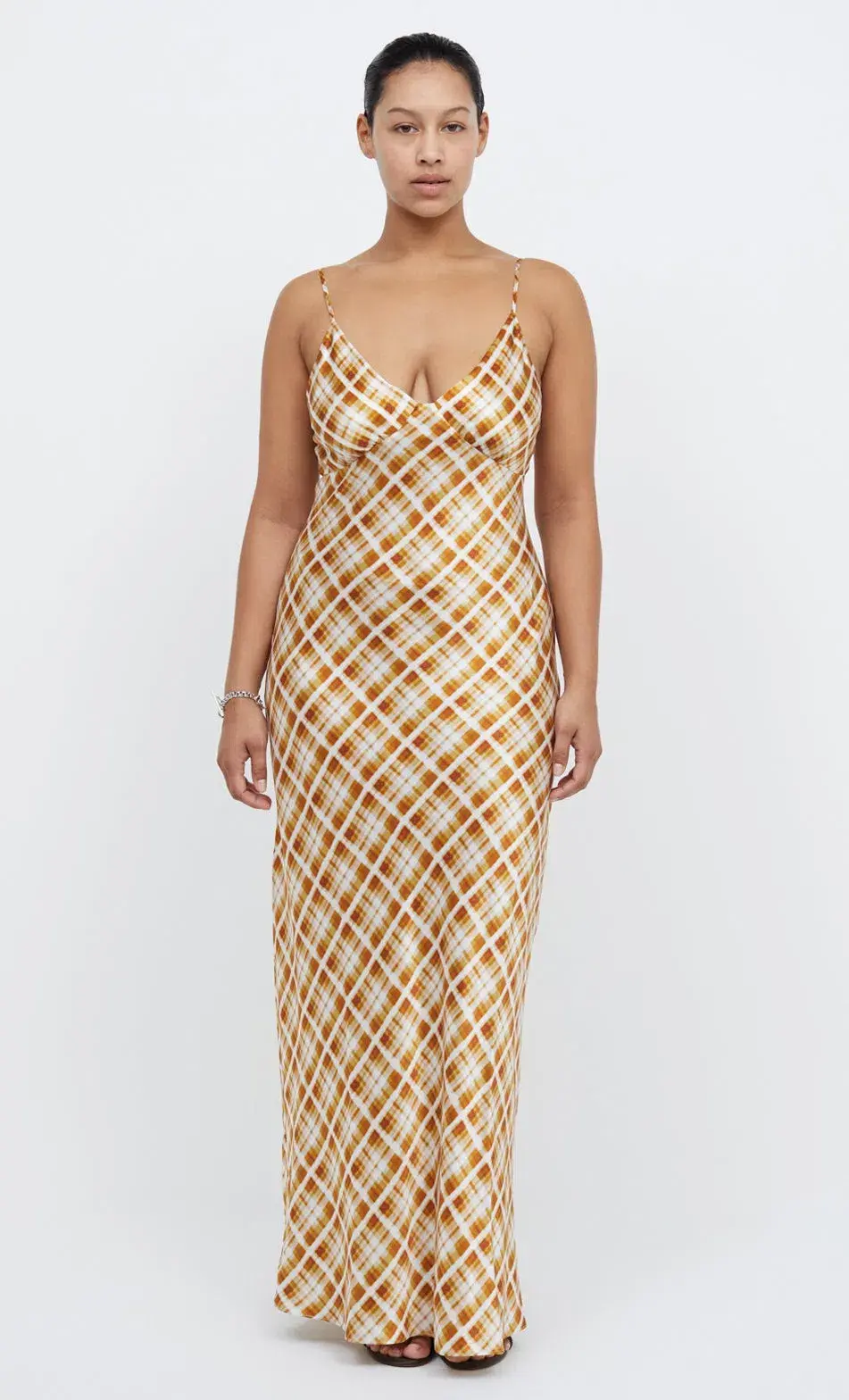 Bec & Bridge Amber V Maxi Dress Sunflower Check  Print Size 12 - Image 3