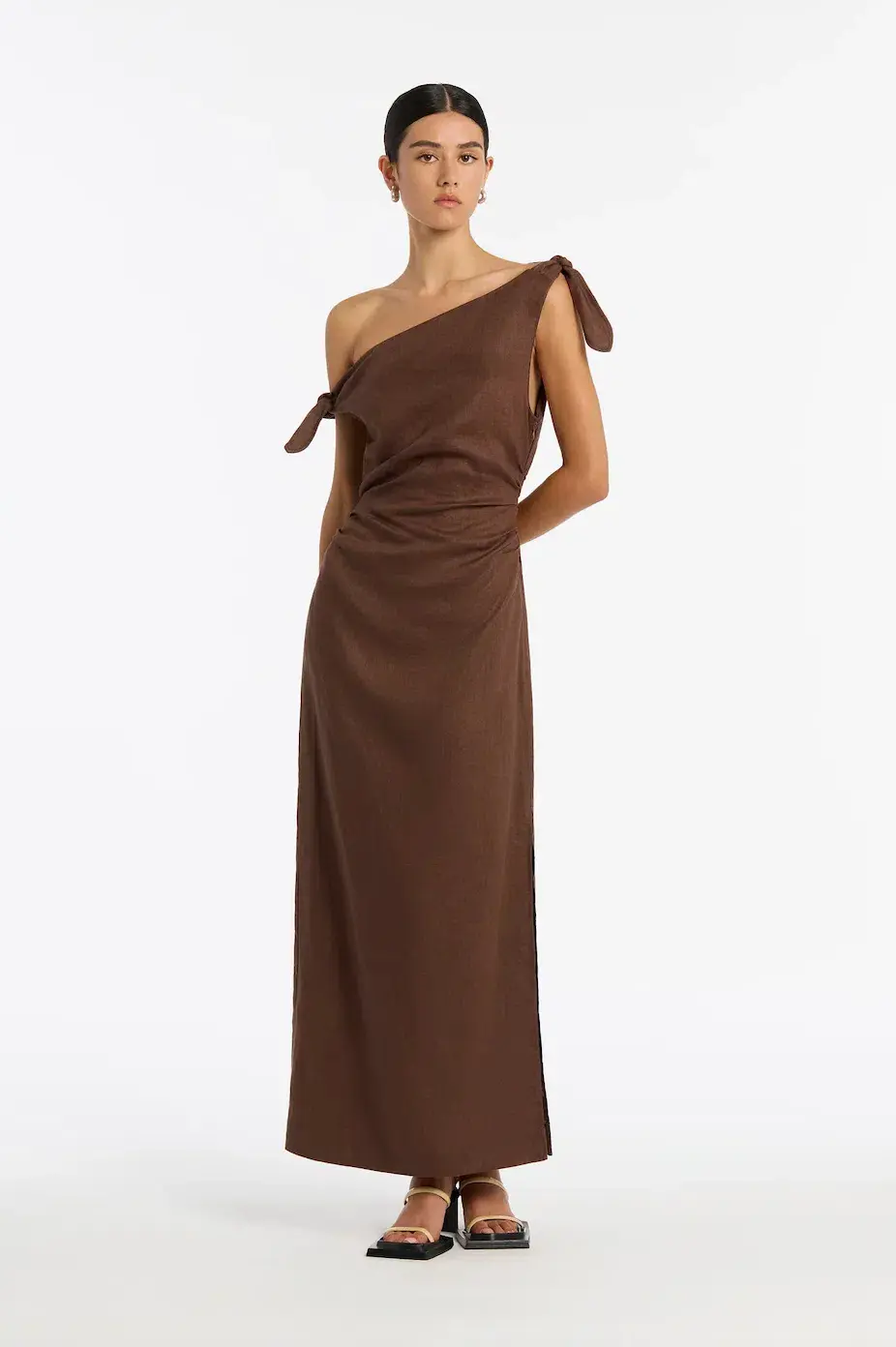 Sir the Label Bettina Off Shoulder Dress Brown Size 6 for rent on The Volte - main image