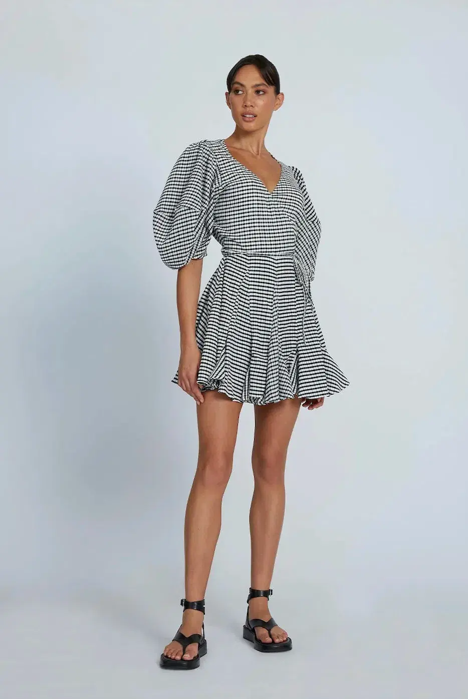 By Johnny The Grid Wrap Mini Dress Print Size 6 - Image 2