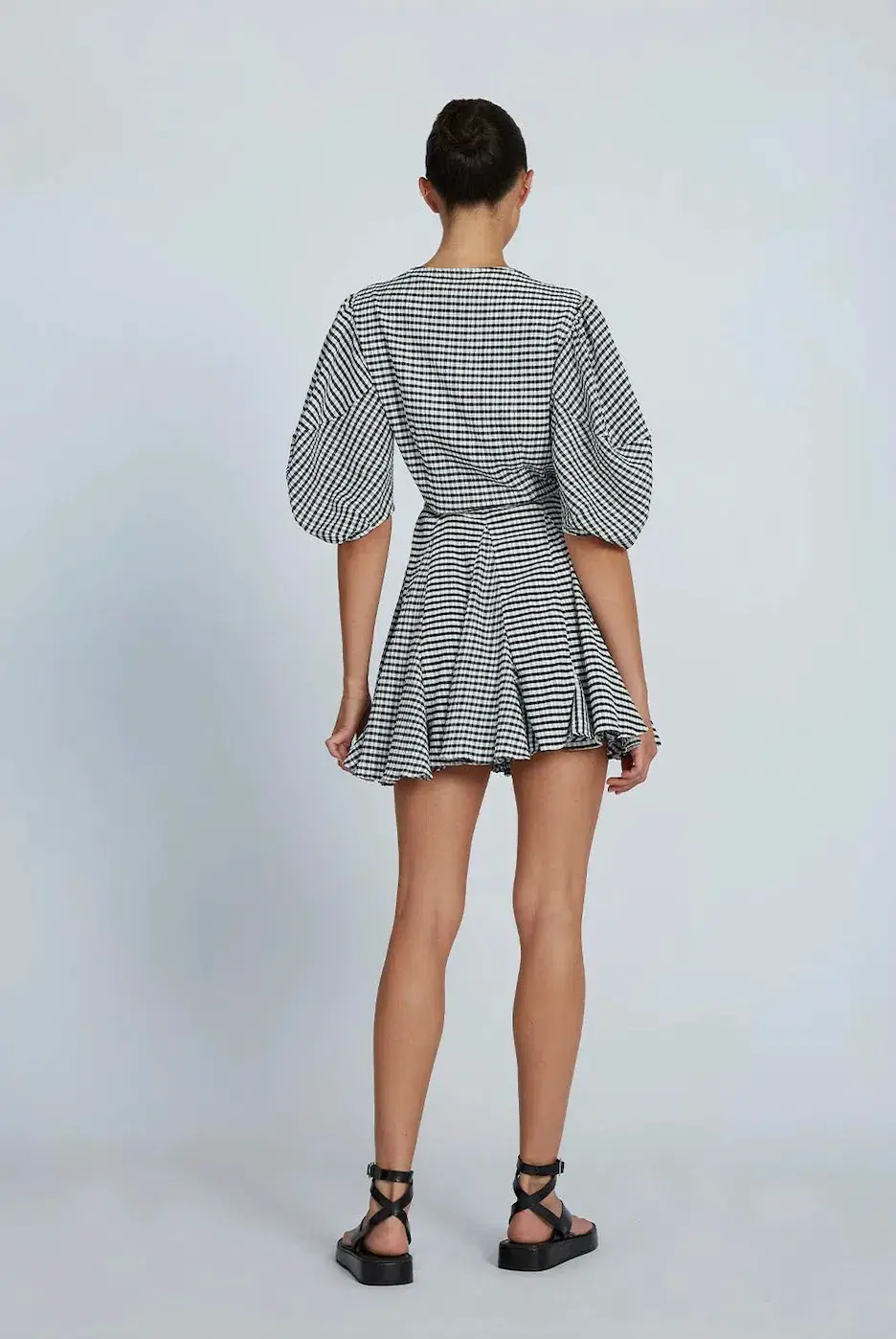 By Johnny The Grid Wrap Mini Dress Print Size 6 - Image 3
