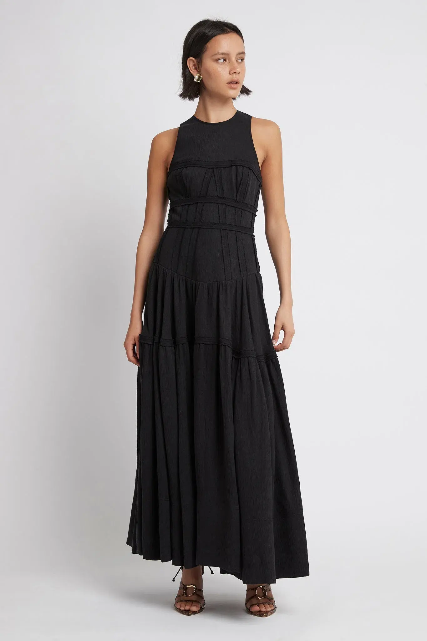 Aje Tidal Corset Midi Dress Black Size 6 - Image 1