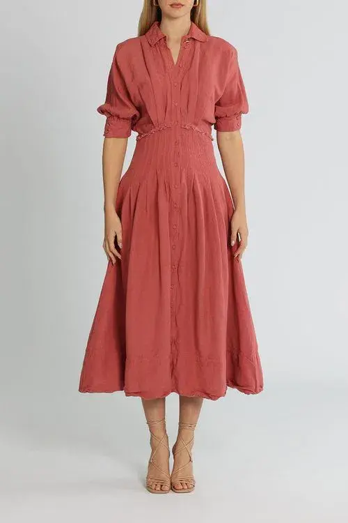 Aje Nova Shirt Midi Dress Dusty Rose Size 8  - Image 2