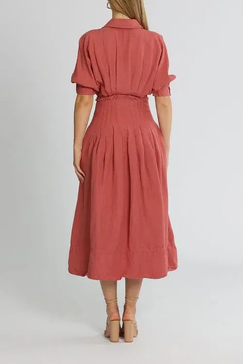 Aje Nova Shirt Midi Dress Dusty Rose Size 8  for rent on The Volte - main image