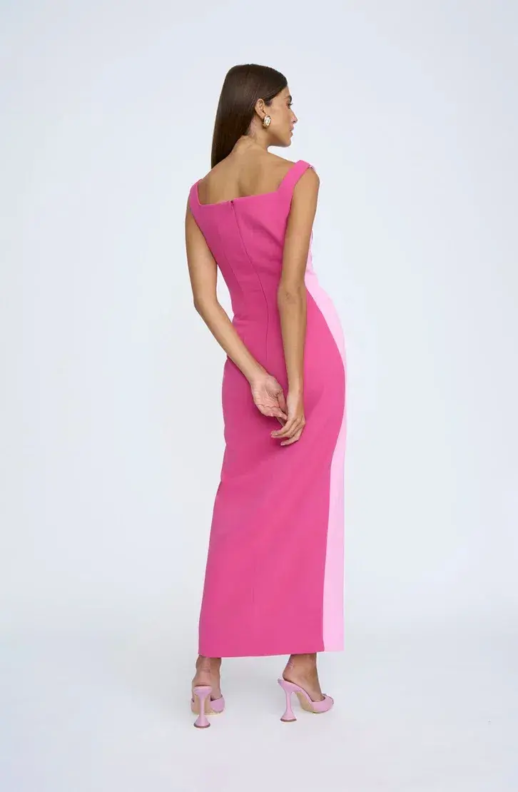 By Johnny Caterina Two Tone Curve Midi Dress Pink Size 8 - Image 4