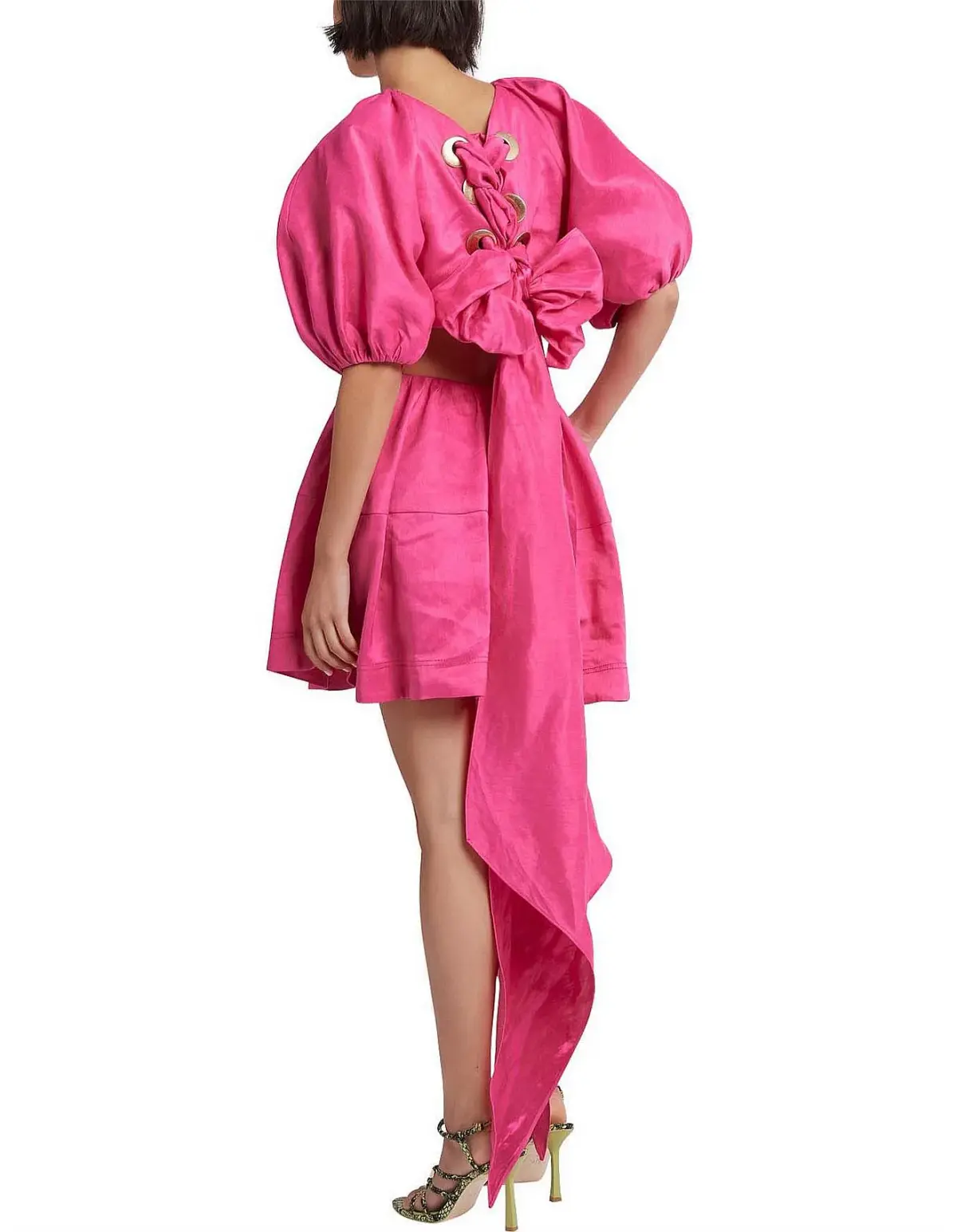 Aje Admiration Lace Up Mini Dress Pink Size 10  - Image 3