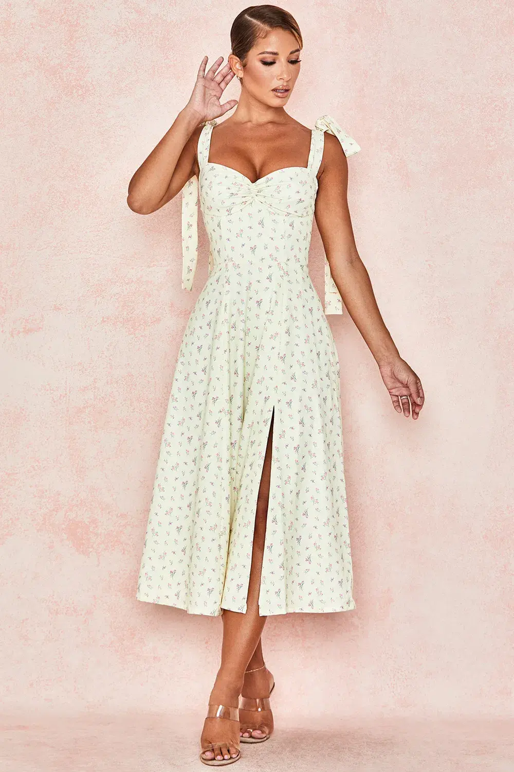 House of CB Alicia Sundress Midi Lemon Floral Print  Size L / AU 14 - Image 1