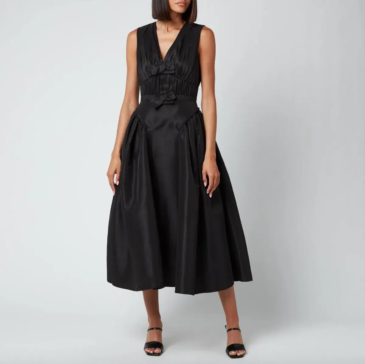 Self Portrait Bow-Detail V-Neck Dress Black Size AU 10 - Image 2