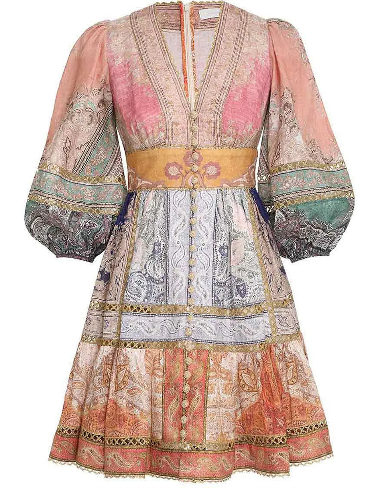 Zimmermann Anneke Lantern Mini Dress Multi Size 1 / AU 10 - Image 7