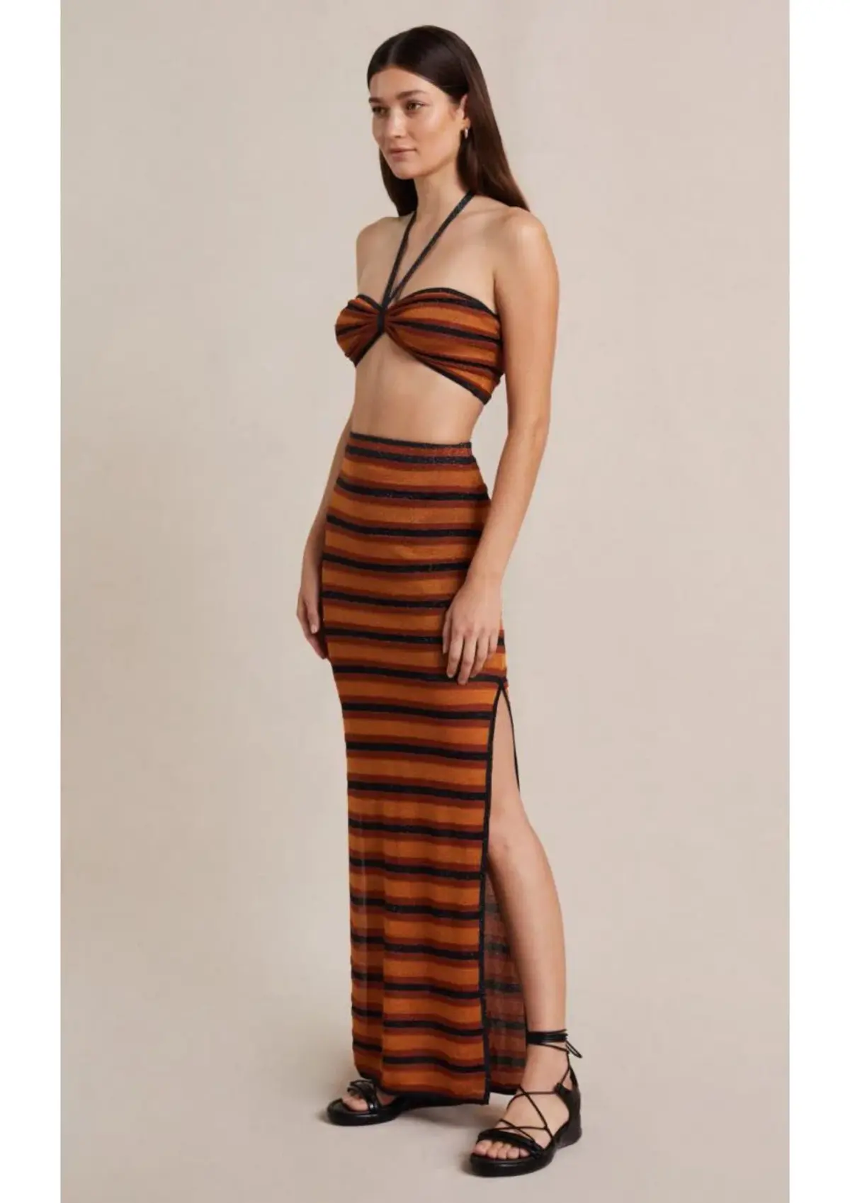 Bec & Bridge Ziggy Knit Maxi Skirt Lurex Stripe Size AU 12 - Image 1