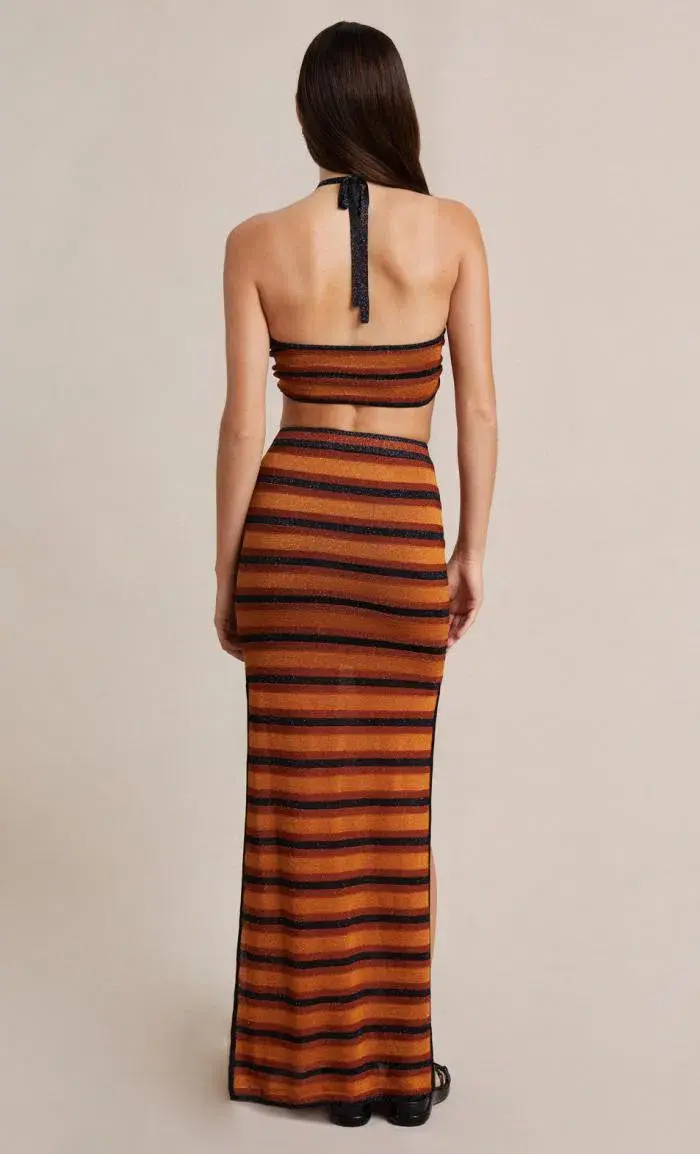 Bec & Bridge Ziggy Knit Maxi Skirt Lurex Stripe Size AU 12 - Image 2
