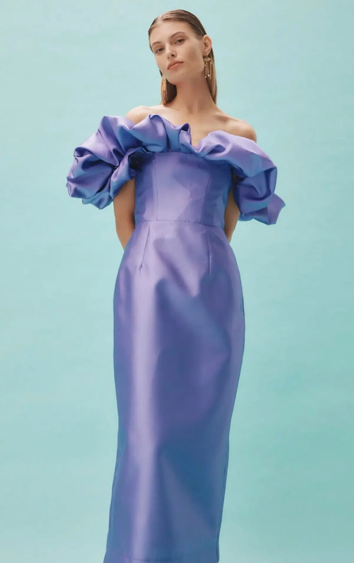 Alemais Suzi Off Shoulder Midi Dress Violet Size 8 - Image 4