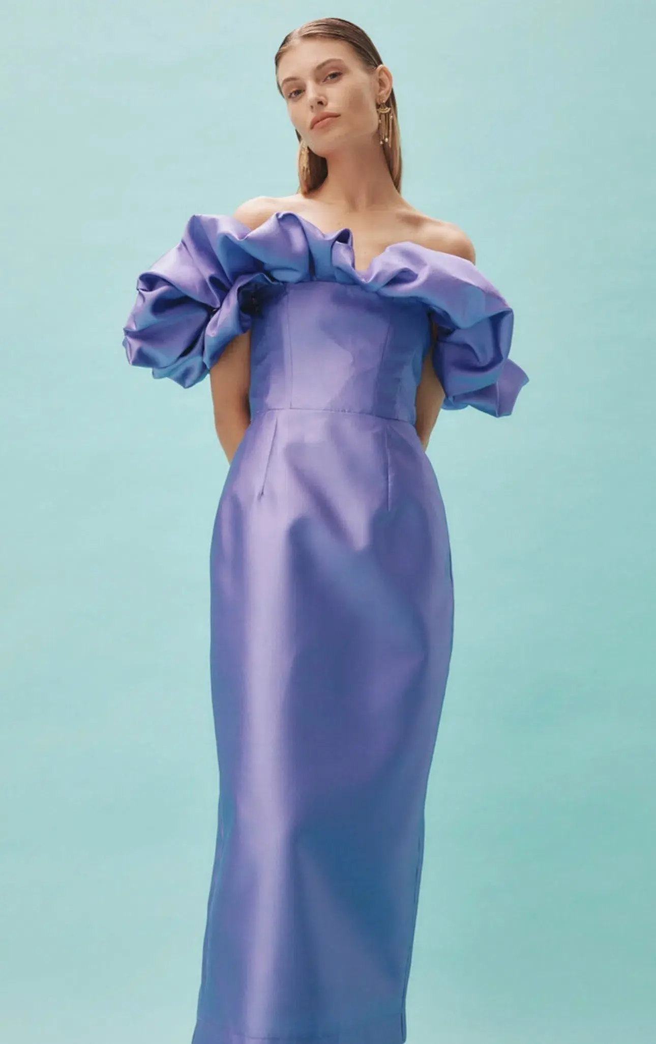 Alemais Suzi Off Shoulder Midi Dress Violet Size 8 - Image 4