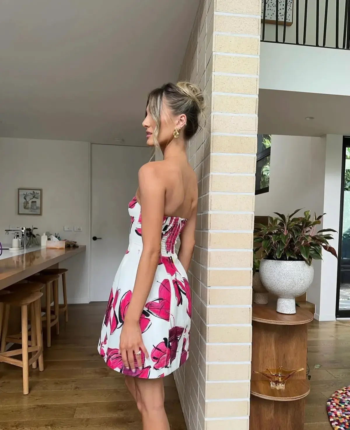 Aje Baret Strapless Mini Dress Falling Florals Size 8 - Image 2