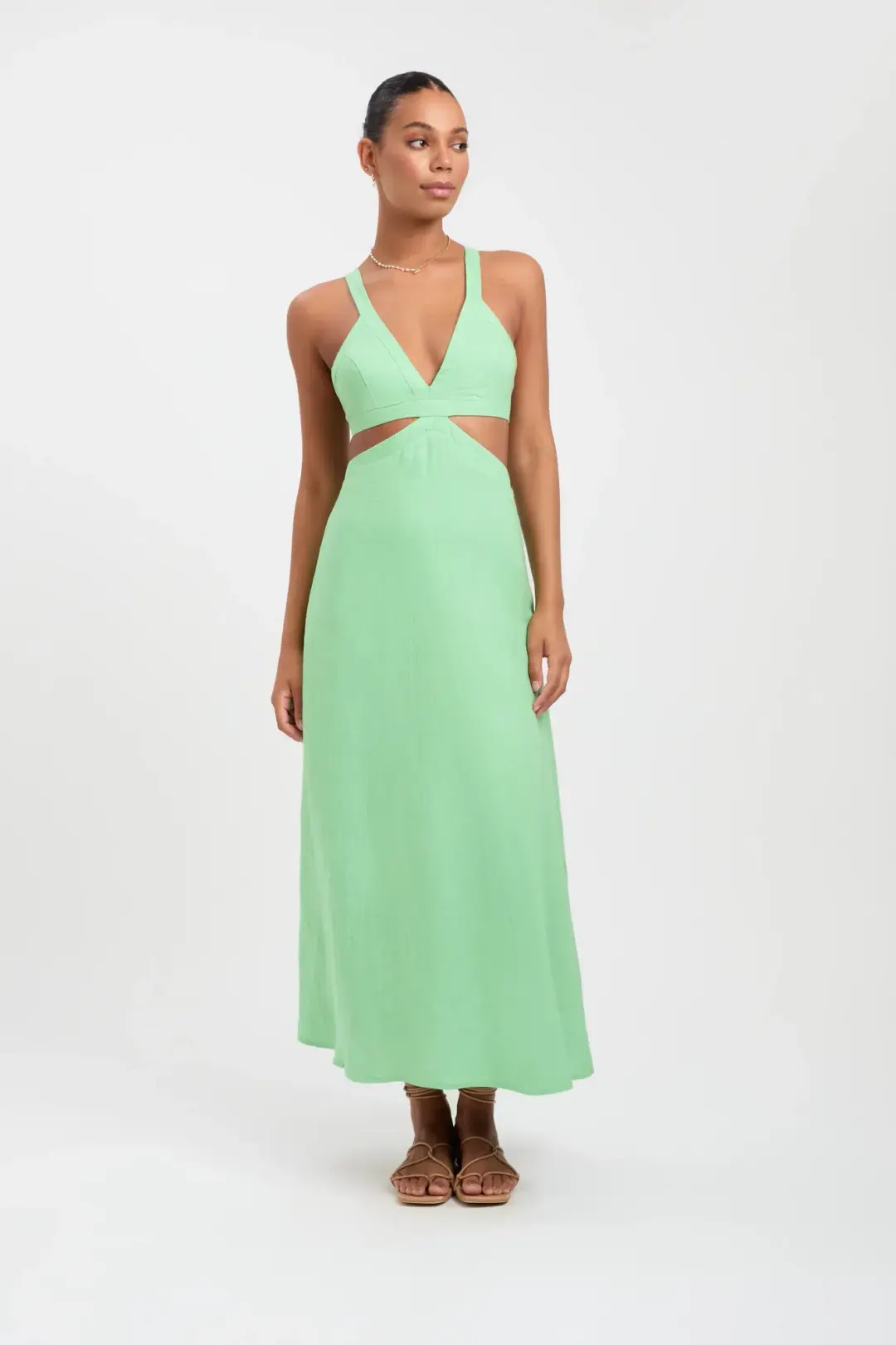 Kookai Palm Midi Dress in Foliage Size 10 for rent on The Volte - main image