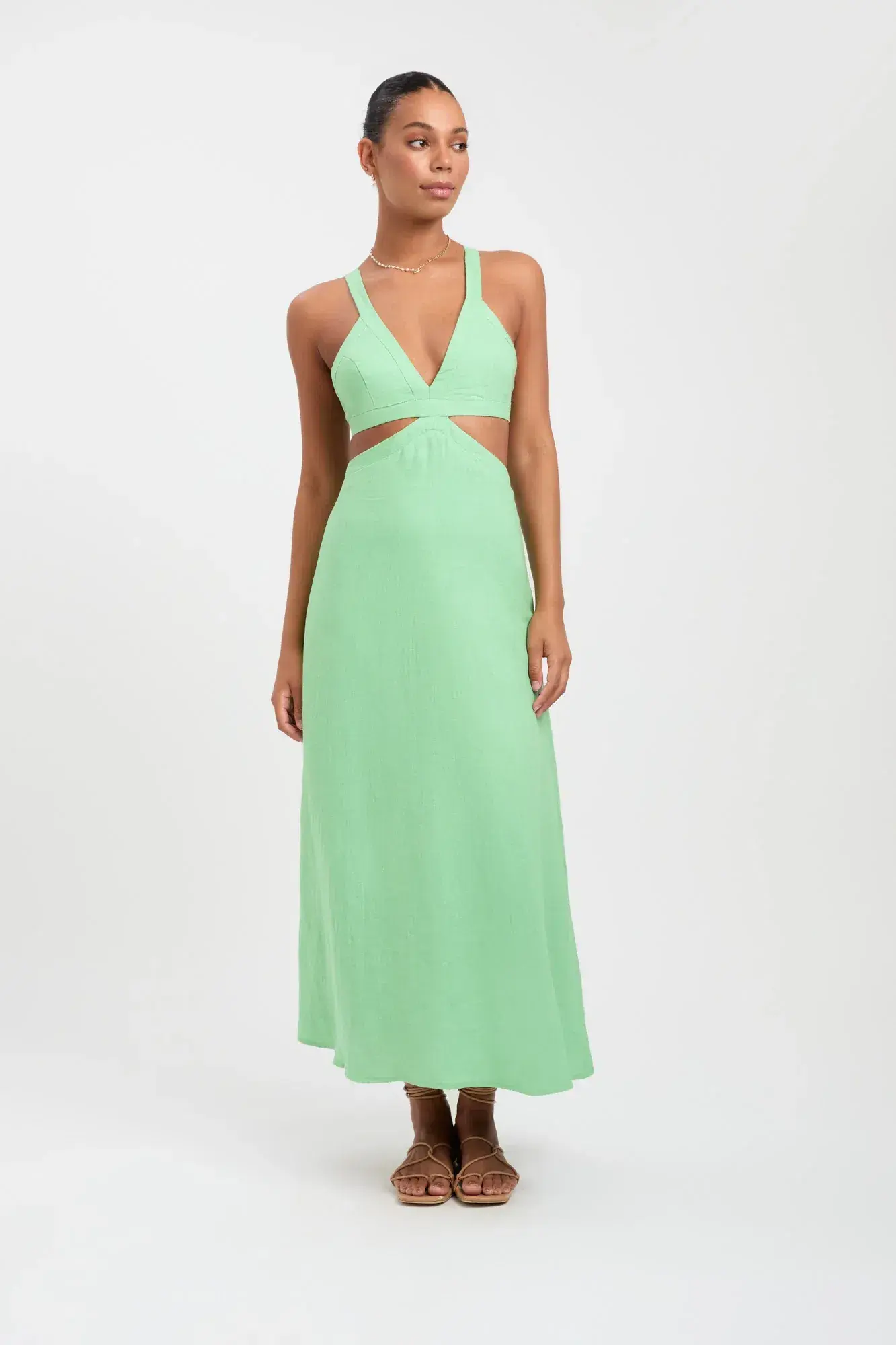 Kookai Palm Midi Dress in Foliage Size 10 - Image 1