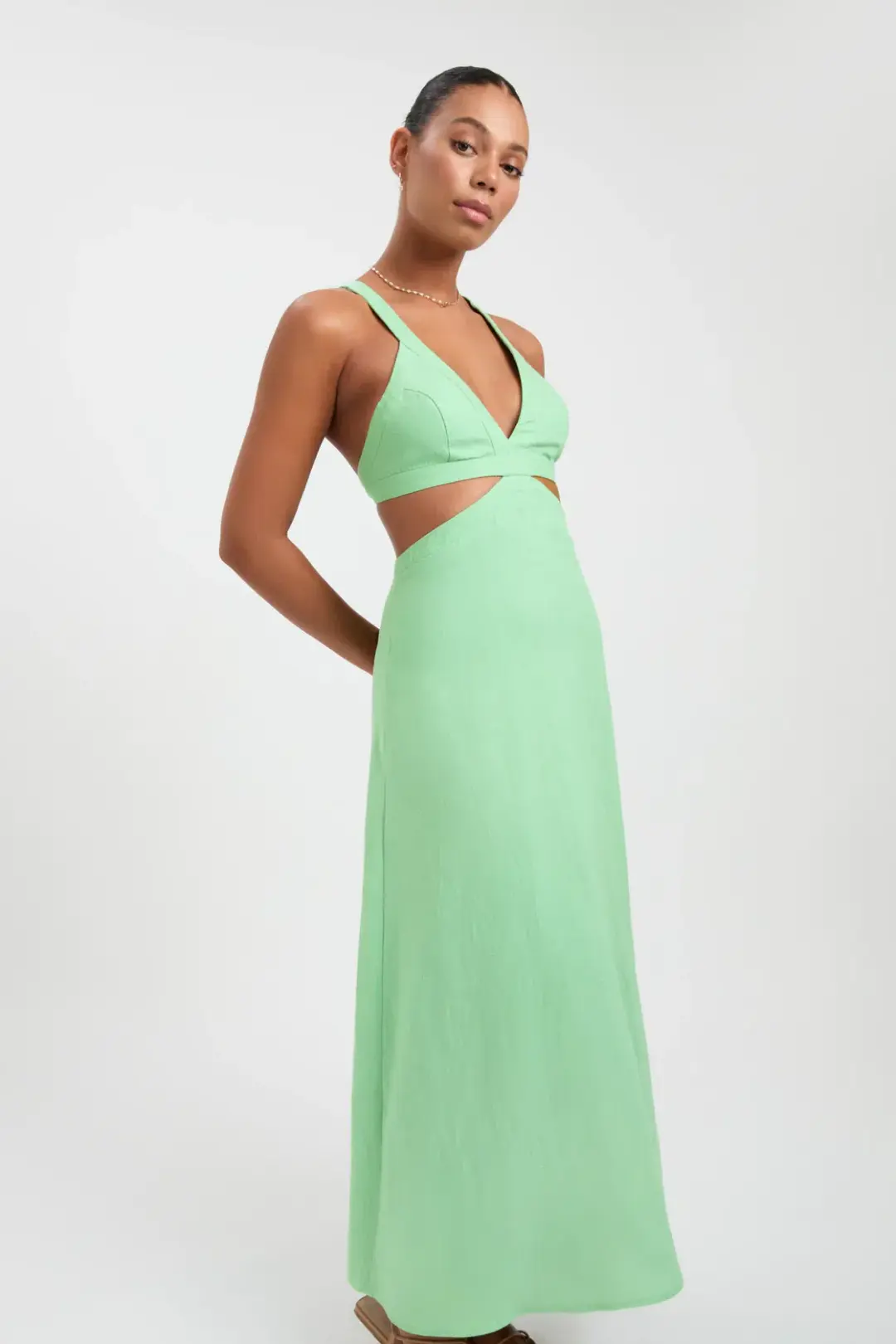 Kookai Palm Midi Dress in Foliage Size 10 for rent on The Volte - main image