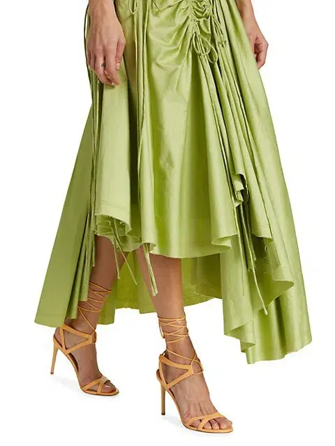 Aje Siren Drawstring Midi Skirt Green Size 10 - Image 4