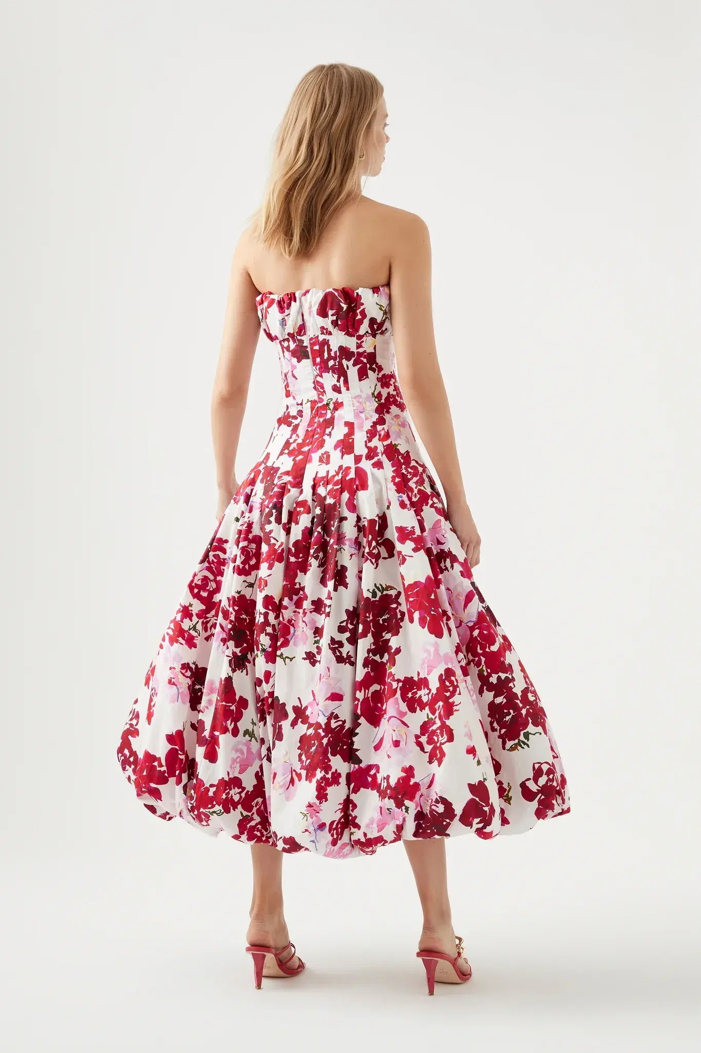 Aje Mathilde Bubble Hem Midi Dress Floral Size 10 - Image 3