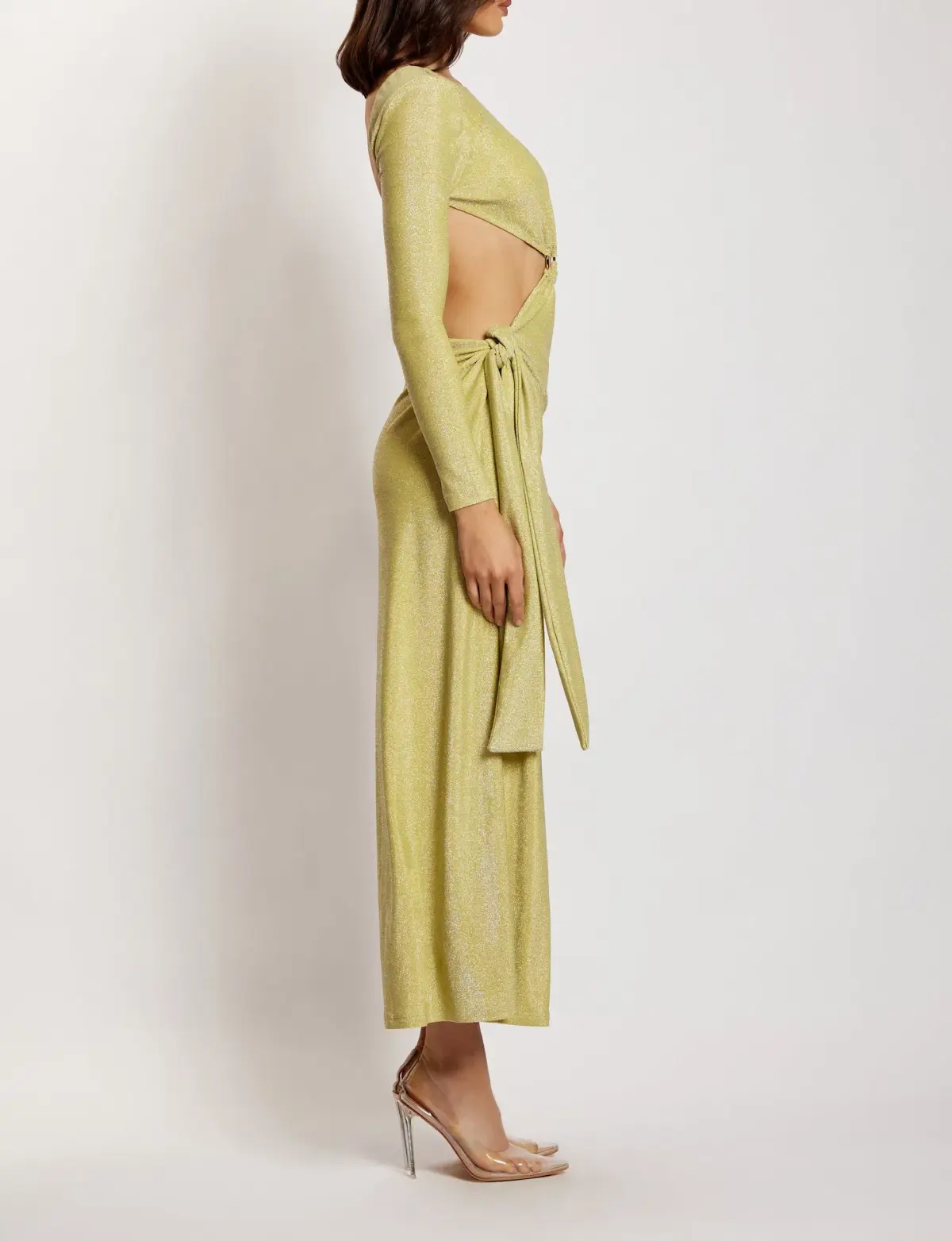 Meshki Christina Backless Maxi Wrap Dress Green Shimmer Size S / AU 8 - Image 8