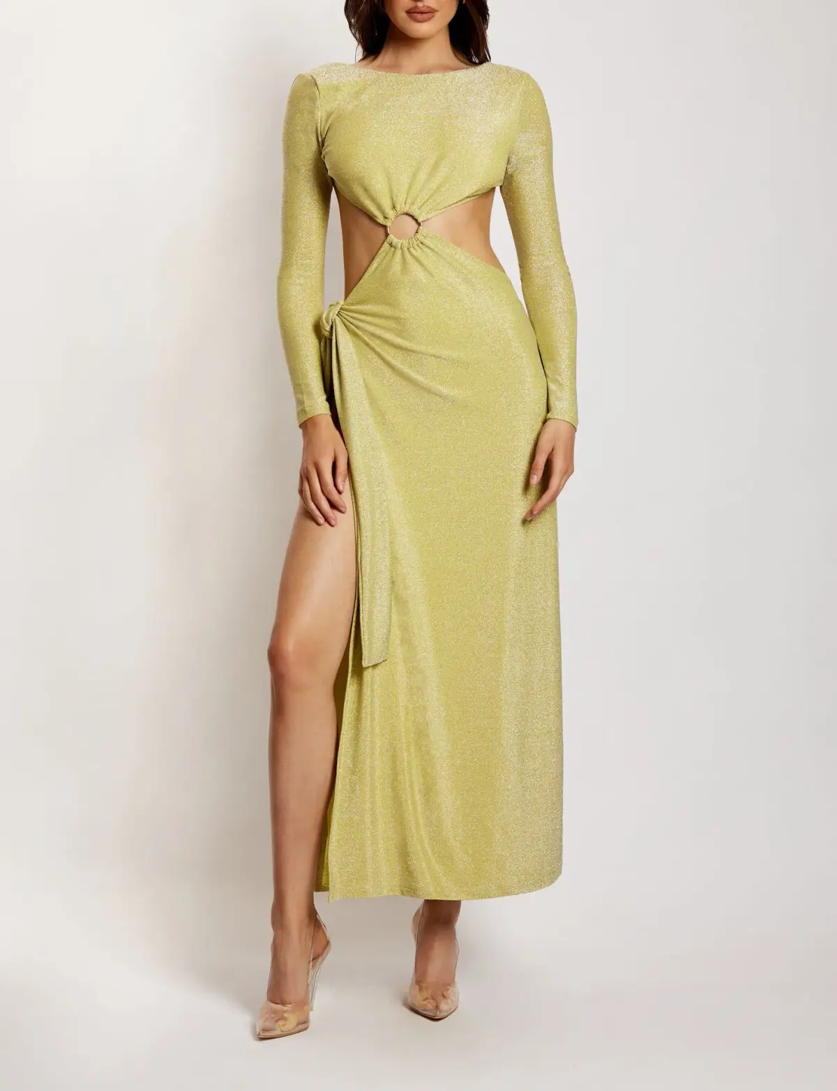 Meshki Christina Backless Maxi Wrap Dress Green Shimmer Size S / AU 8 - Image 1