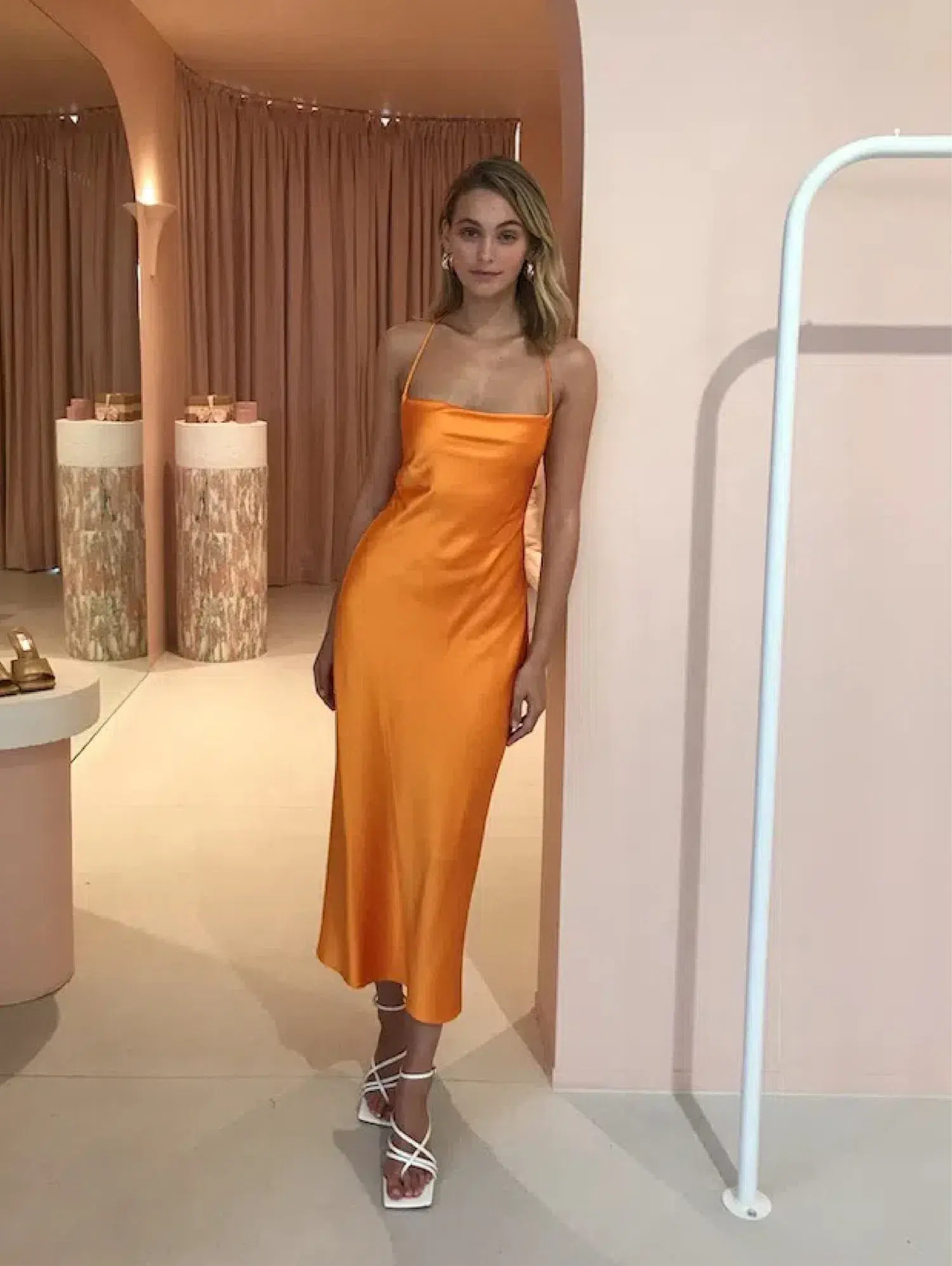 Bec & Bridge Seraphine Lace Up Midi Dress Tangerine Size XS / AU 6 - Image 3